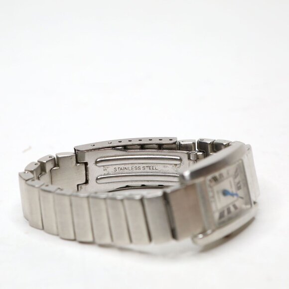 Perry Ellis Women's Silver Tone Roman Numeral Quartz Watch Small Rectangle Dress - Picture 4 of 13